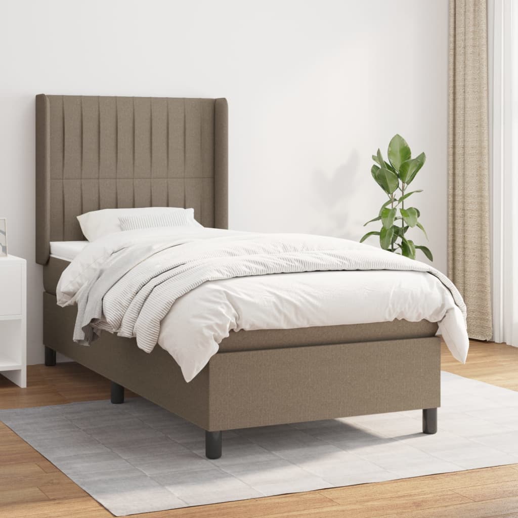 Κρεβάτι Boxspring με Στρώμα Taupe 100 x 200 εκ. Υφασμάτινο - Pakobazaar