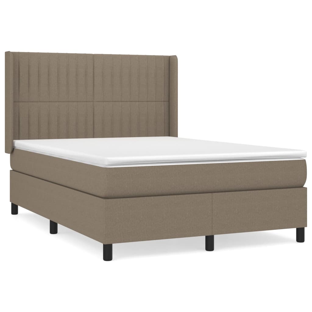 Κρεβάτι Boxspring με Στρώμα Taupe 140x190 εκ. Υφασμάτινο