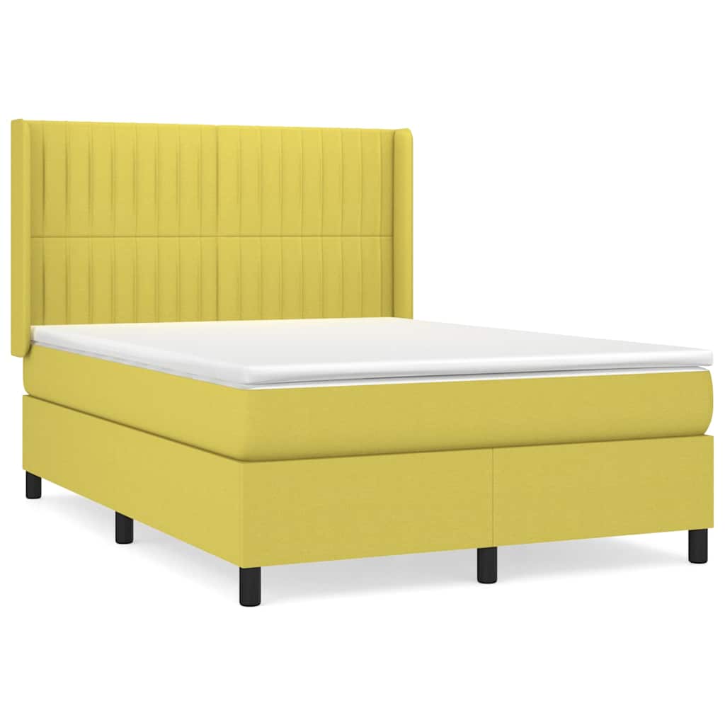 Κρεβάτι Boxspring με Στρώμα Πράσινο 140x200 εκ.Υφασμάτινο - Pakobazaar