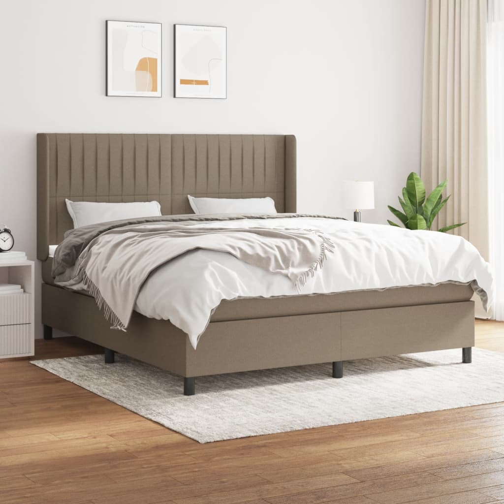 Κρεβάτι Boxspring με Στρώμα Taupe 160x200 εκ. Υφασμάτινο