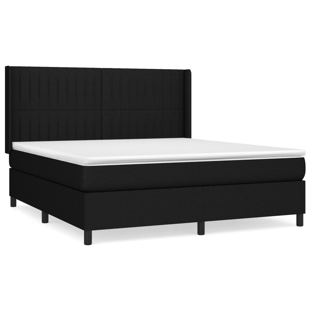 Κρεβάτι Boxspring με Στρώμα Μαύρο 180x200 εκ. Υφασμάτινο