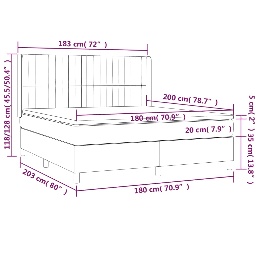 Κρεβάτι Boxspring με Στρώμα Πράσινο 180x200 εκ.Υφασμάτινο