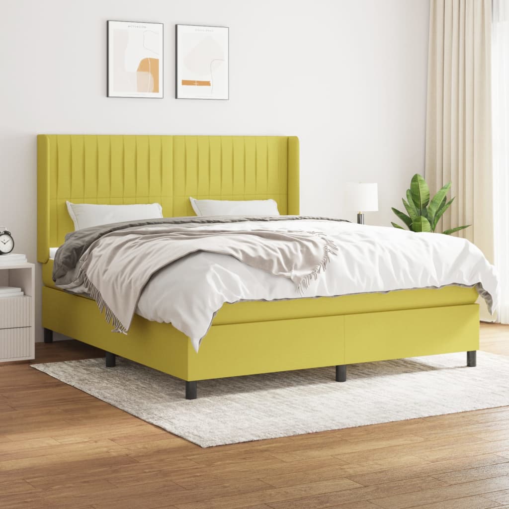 Κρεβάτι Boxspring με Στρώμα Πράσινο 180x200 εκ.Υφασμάτινο