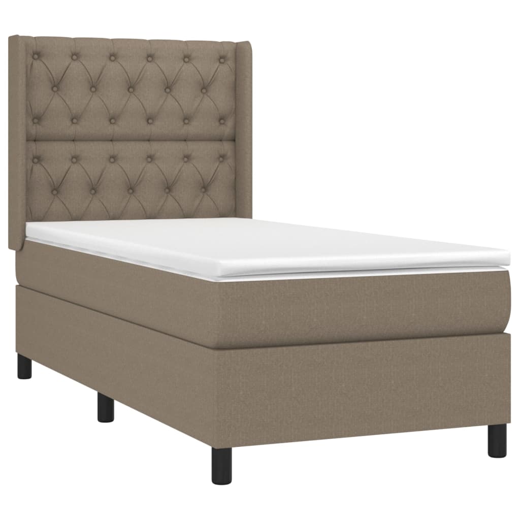 Κρεβάτι Boxspring με Στρώμα Taupe 80x200 εκ. Υφασμάτινο