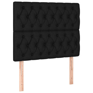 Κρεβάτι Boxspring με Στρώμα Μαύρο 90x190 εκ.Υφασμάτινο - Pakobazaar