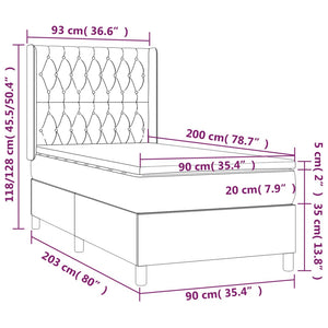 Κρεβάτι Boxspring με Στρώμα Πράσινο 90x200 εκ. Υφασμάτινο