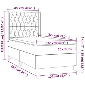 Κρεβάτι Boxspring με Στρώμα Μαύρο 100 x 200 εκ. Υφασμάτινο