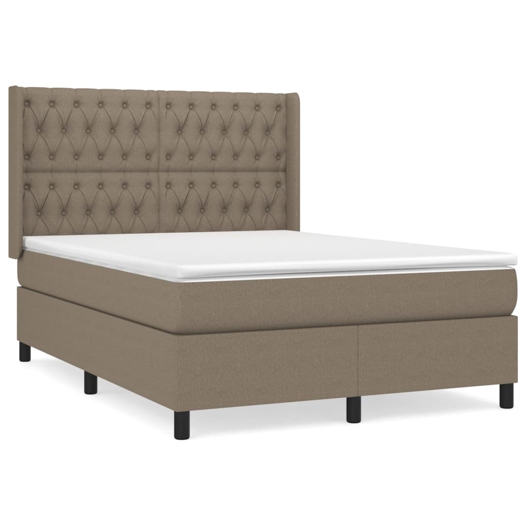Κρεβάτι Boxspring με Στρώμα Taupe 140x200 εκ. Υφασμάτινο