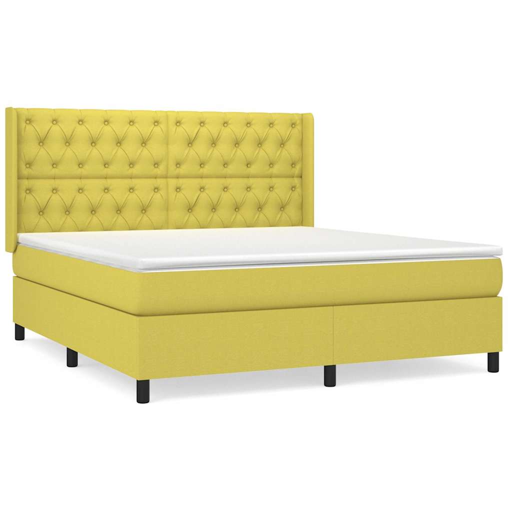 Κρεβάτι Boxspring με Στρώμα Πράσινο 160x200 εκ.Υφασμάτινο
