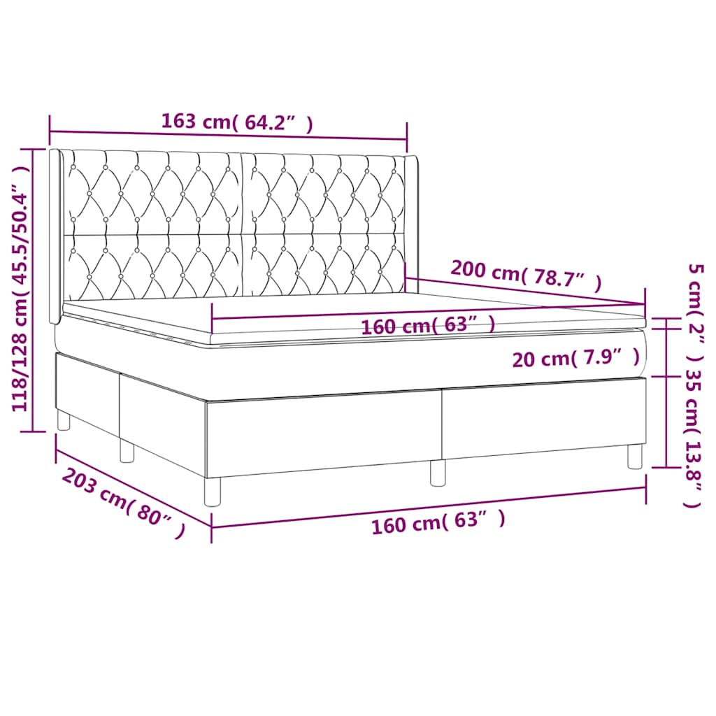 Κρεβάτι Boxspring με Στρώμα Πράσινο 160x200 εκ.Υφασμάτινο