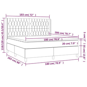 Κρεβάτι Boxspring με Στρώμα Ανοιχτό Γκρι 180x200 εκ. Υφασμάτινο