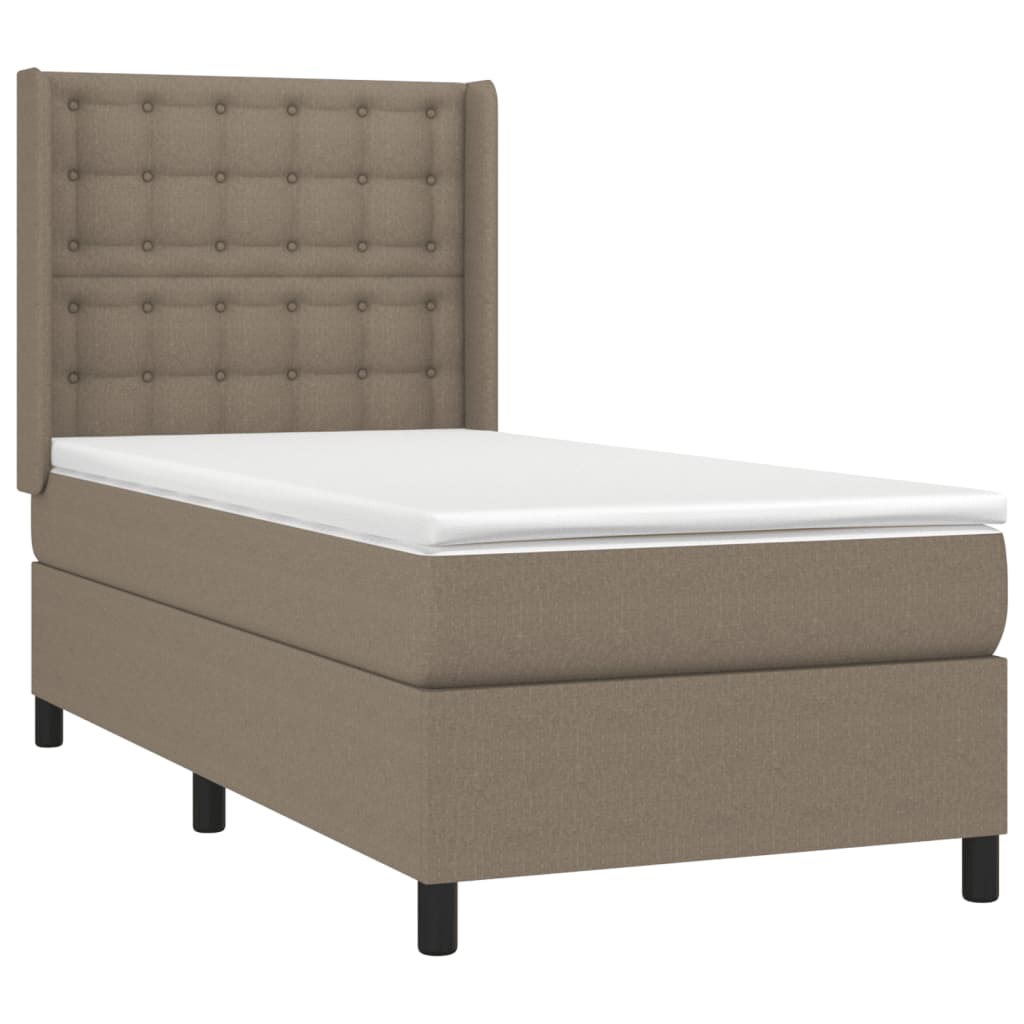 Κρεβάτι Boxspring με Στρώμα Taupe 90x200 εκ. Υφασμάτινο