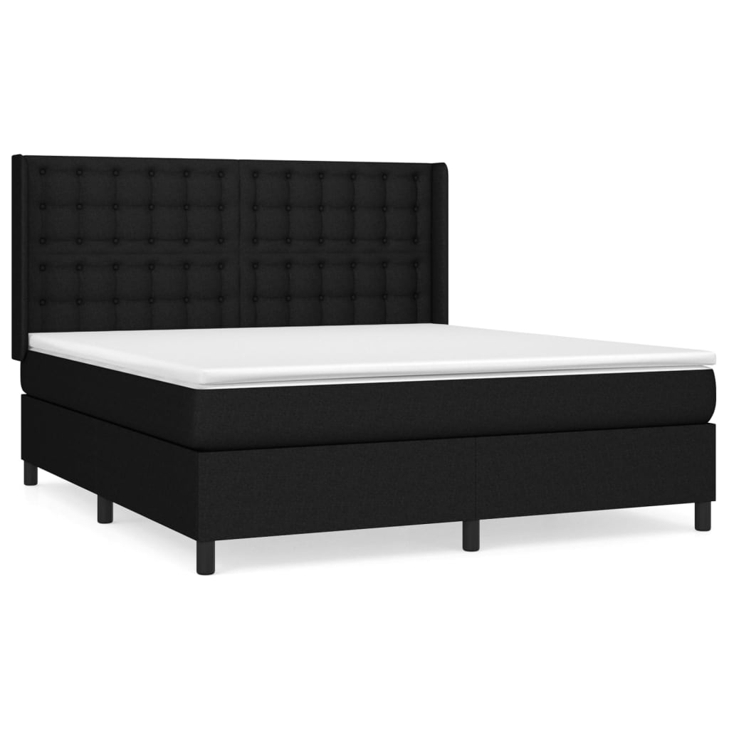 Κρεβάτι Boxspring με Στρώμα Μαύρο 160x200 εκ. Υφασμάτινο