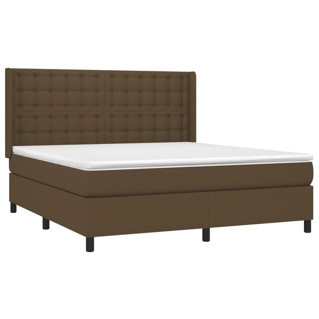 Κρεβάτι Boxspring με Στρώμα Σκούρο Καφέ 160x200 εκ Υφασμάτινο - Pakobazaar