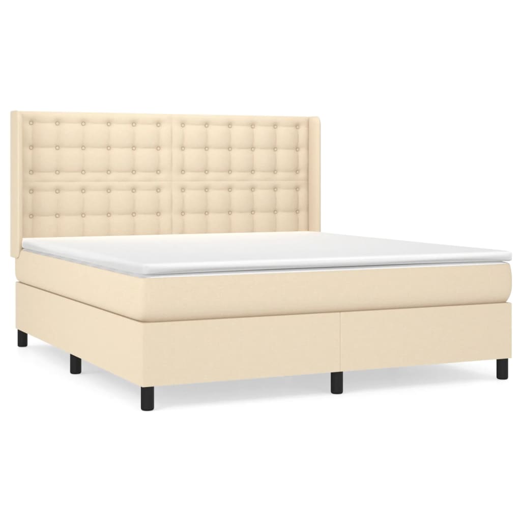 Κρεβάτι Boxspring με Στρώμα Κρεμ 160x200 εκ. Υφασμάτινο