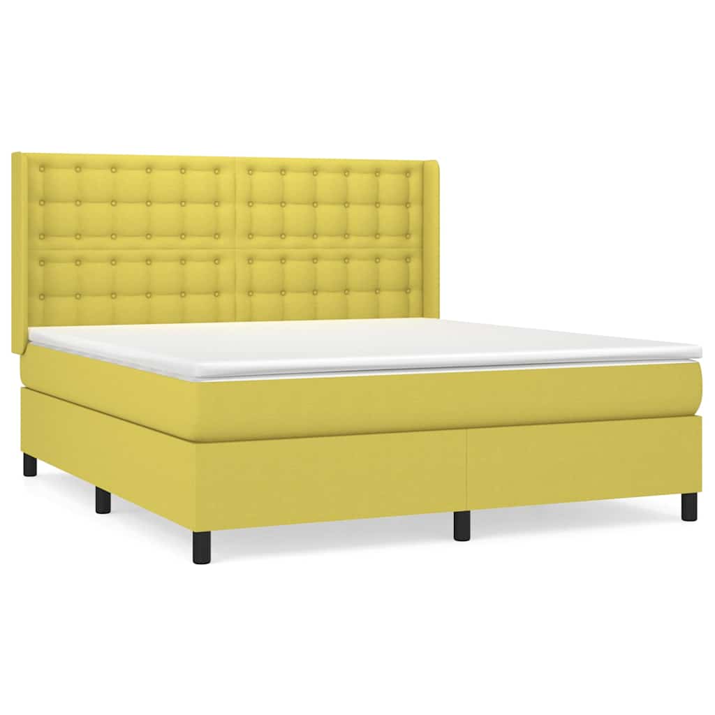 Κρεβάτι Boxspring με Στρώμα Πράσινο 180x200 εκ.Υφασμάτινο