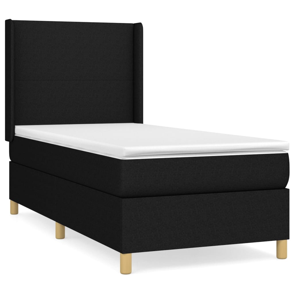 Κρεβάτι Boxspring με Στρώμα Μαύρο 80 x 200 εκ. Υφασμάτινο