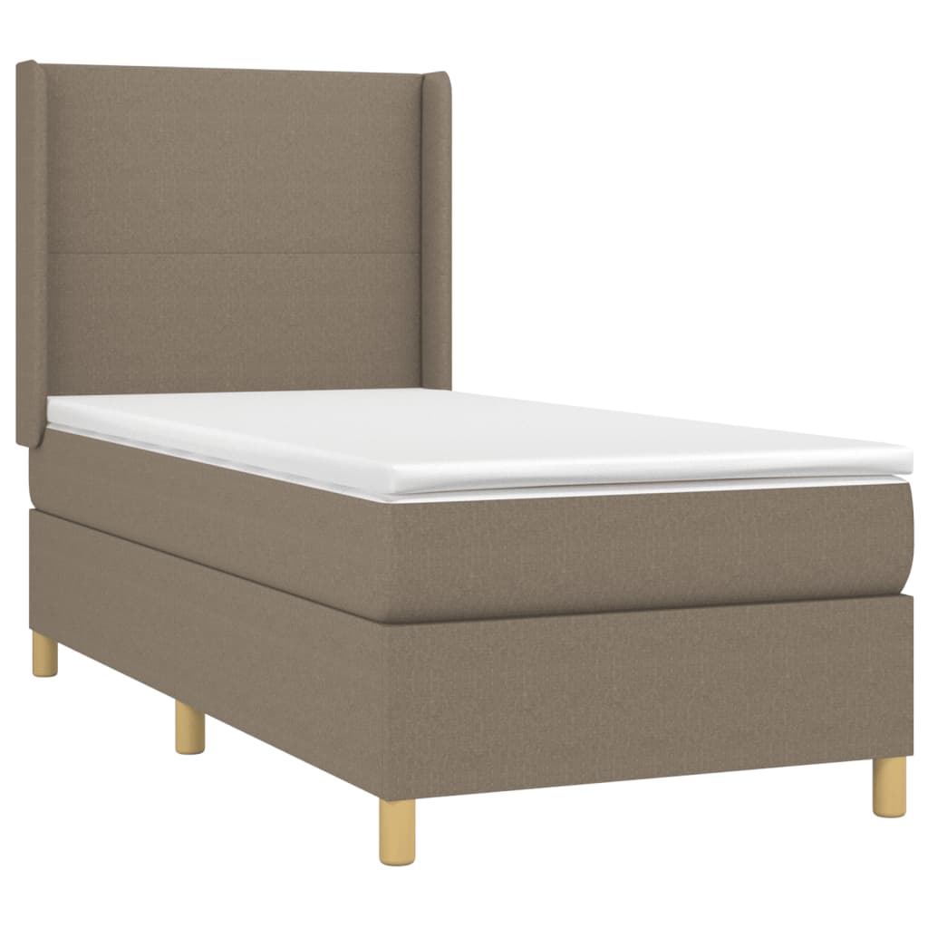 Κρεβάτι Boxspring με Στρώμα Taupe 80x200 εκ. Υφασμάτινο