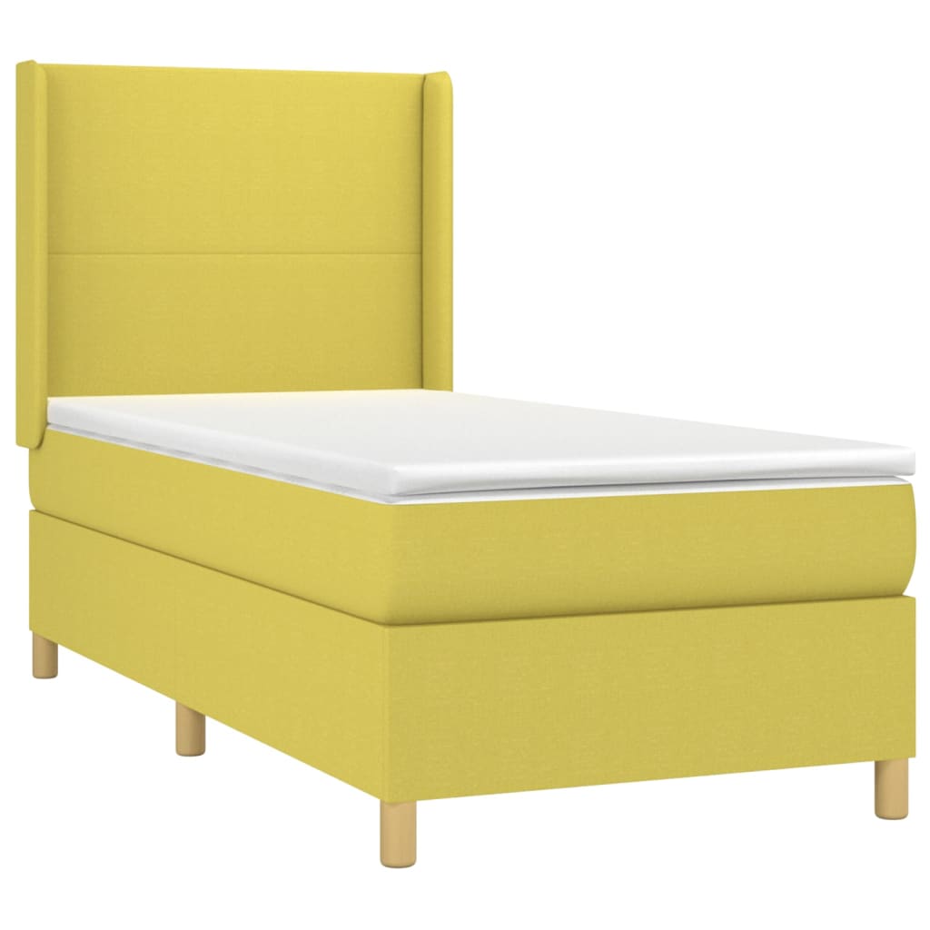 Κρεβάτι Boxspring με Στρώμα Πράσινο 90x190 εκ.Υφασμάτινο