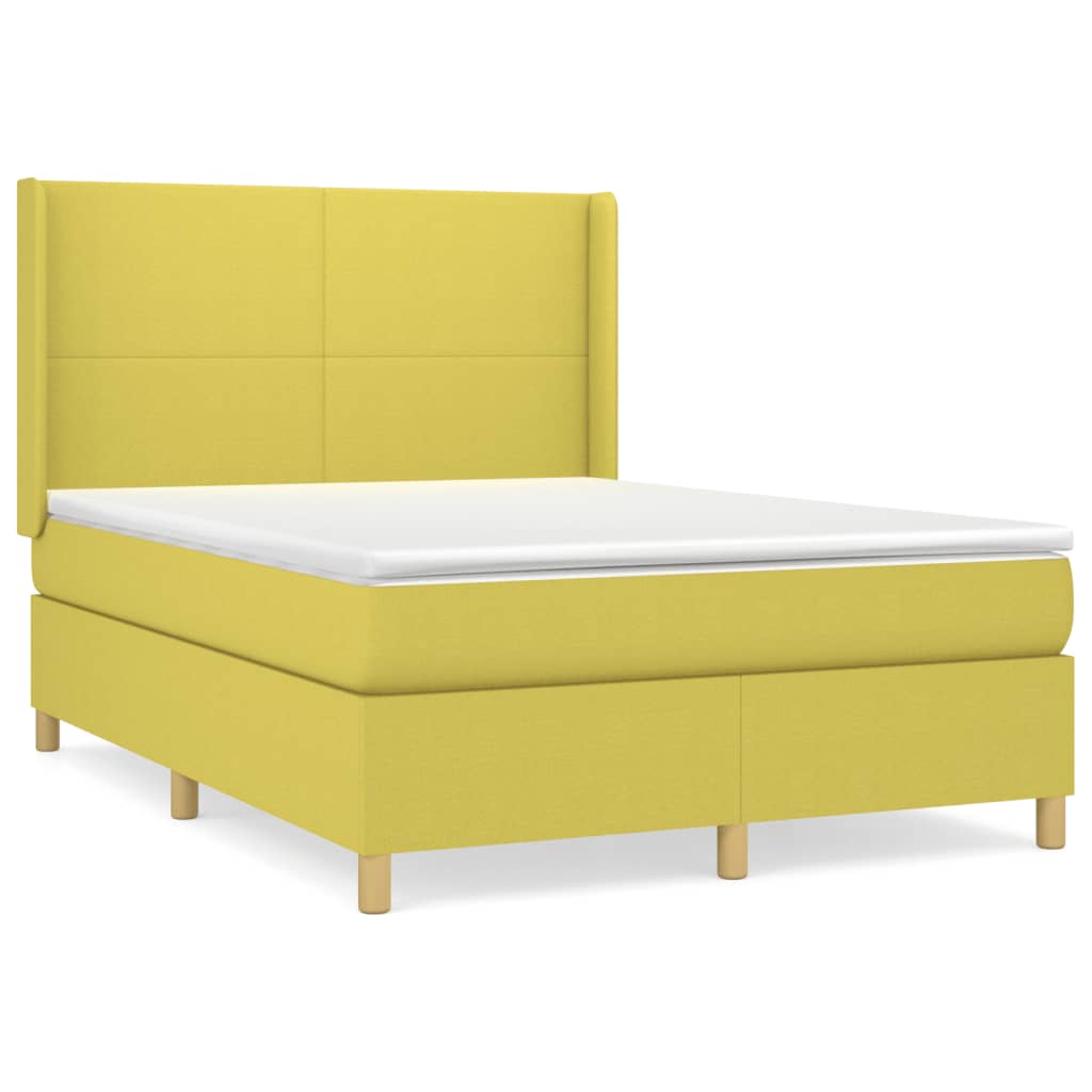 Κρεβάτι Boxspring με Στρώμα Πράσινο 140x190 εκ. Υφασμάτινο - Pakobazaar