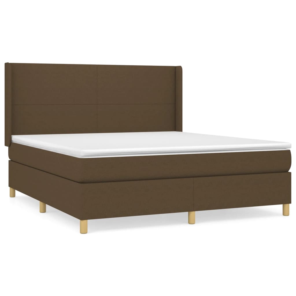 Κρεβάτι Boxspring με Στρώμα Σκούρο Καφέ 180x200 εκ Υφασμάτινο - Pakobazaar