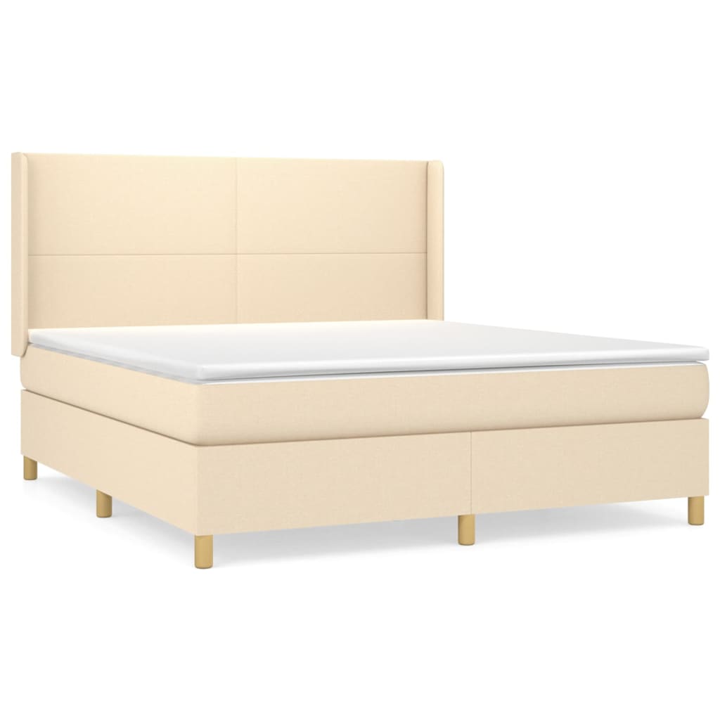 Κρεβάτι Boxspring με Στρώμα Κρεμ 180x200 εκ. Υφασμάτινο