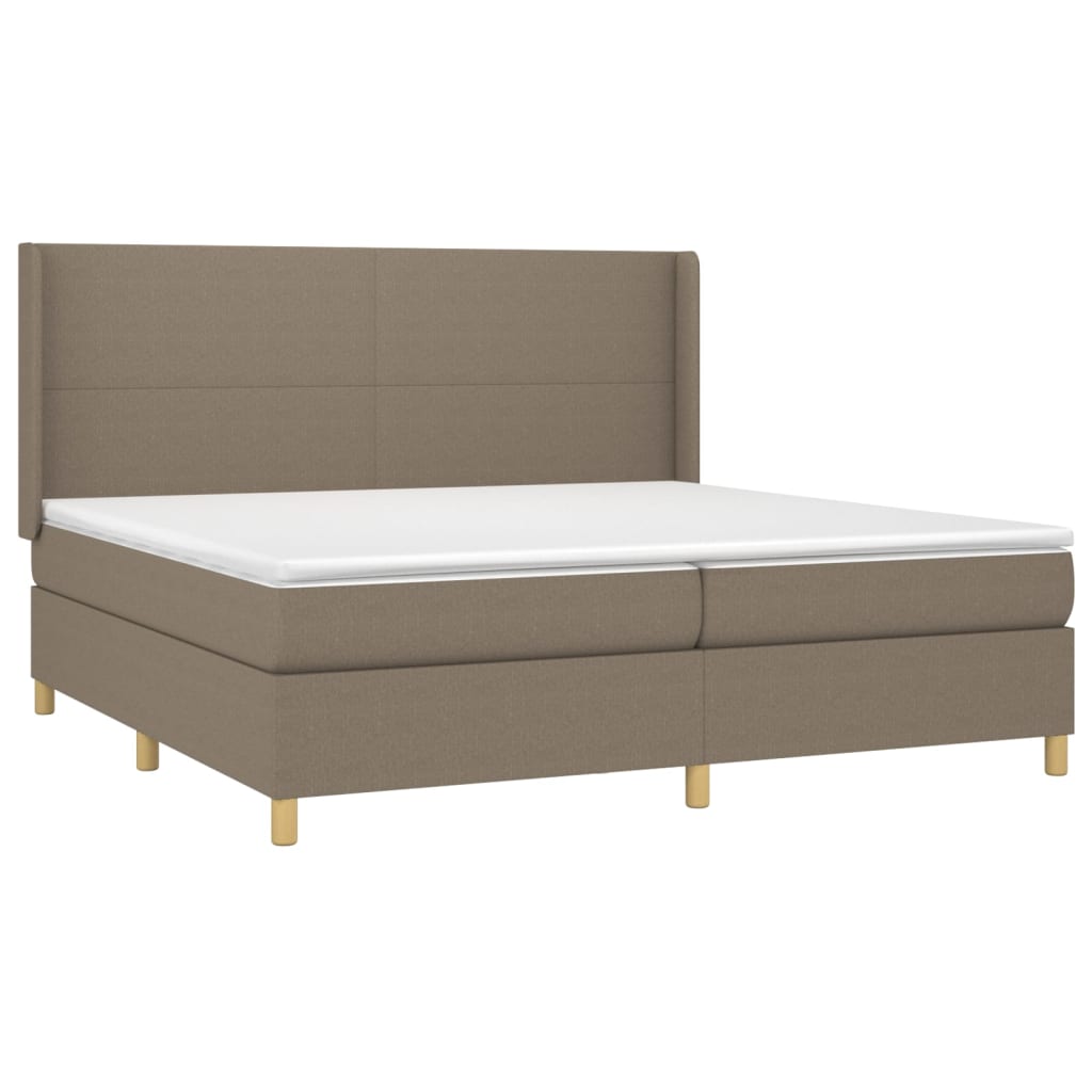 Κρεβάτι Boxspring με Στρώμα Taupe 200x200 εκ. Υφασμάτινο