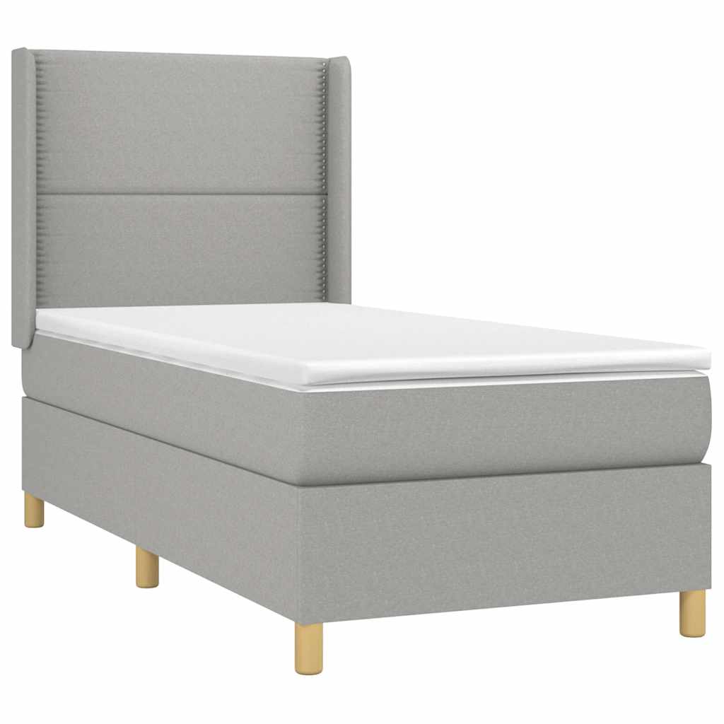 Κρεβάτι Boxspring με Στρώμα Ανοιχτό Γκρι 80x200 εκ. Υφασμάτινο - Pakobazaar
