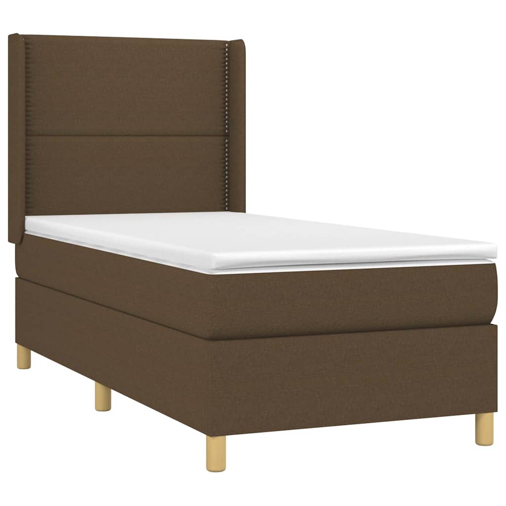 Κρεβάτι Boxspring με Στρώμα Σκούρο Καφέ 80x200 εκ. Υφασμάτινο