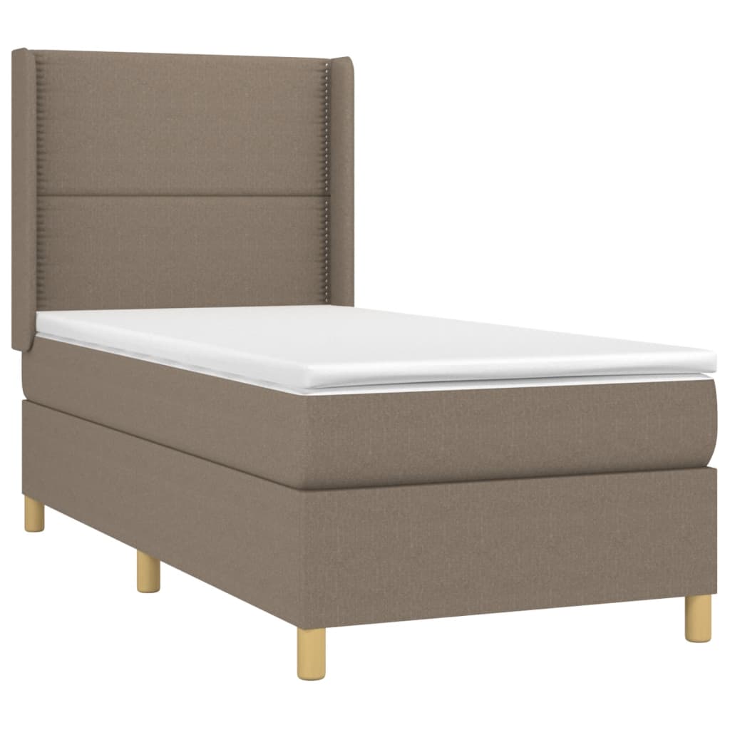 Κρεβάτι Boxspring με Στρώμα Taupe 90x190 εκ.Υφασμάτινο
