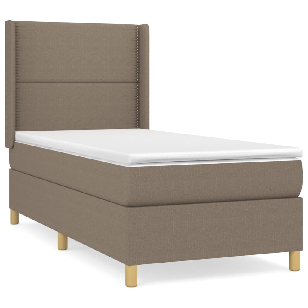 Κρεβάτι Boxspring με Στρώμα Taupe 90x200 εκ. Υφασμάτινο