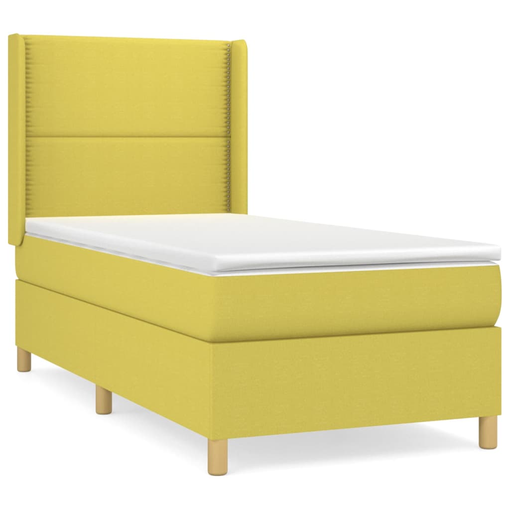 Κρεβάτι Boxspring με Στρώμα Πράσινο 100 x 200 εκ. Υφασμάτινο