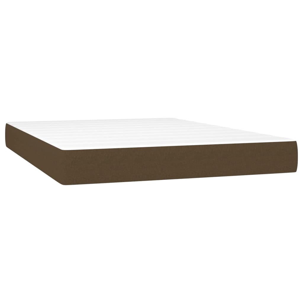 Κρεβάτι Boxspring με Στρώμα Σκούρο Καφέ 140x190 εκ. Υφασμάτινο