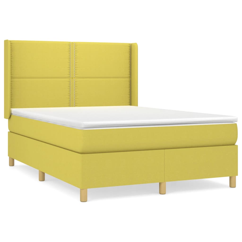 Κρεβάτι Boxspring με Στρώμα Πράσινο 140x190 εκ. Υφασμάτινο - Pakobazaar
