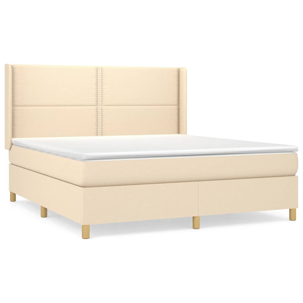 Κρεβάτι Boxspring με Στρώμα Κρεμ 160x200 εκ. Υφασμάτινο