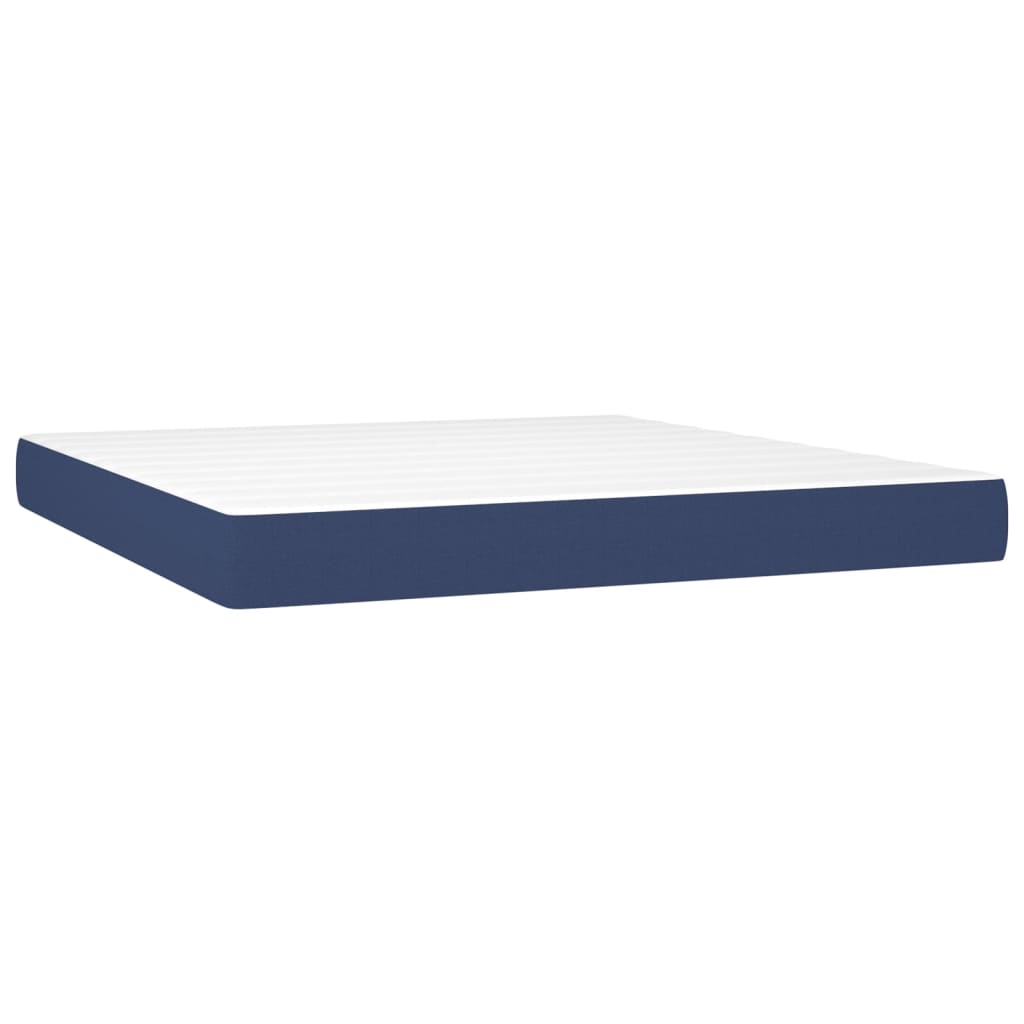 Κρεβάτι Boxspring με Στρώμα Μπλε 160x200 εκ. Υφασμάτινο