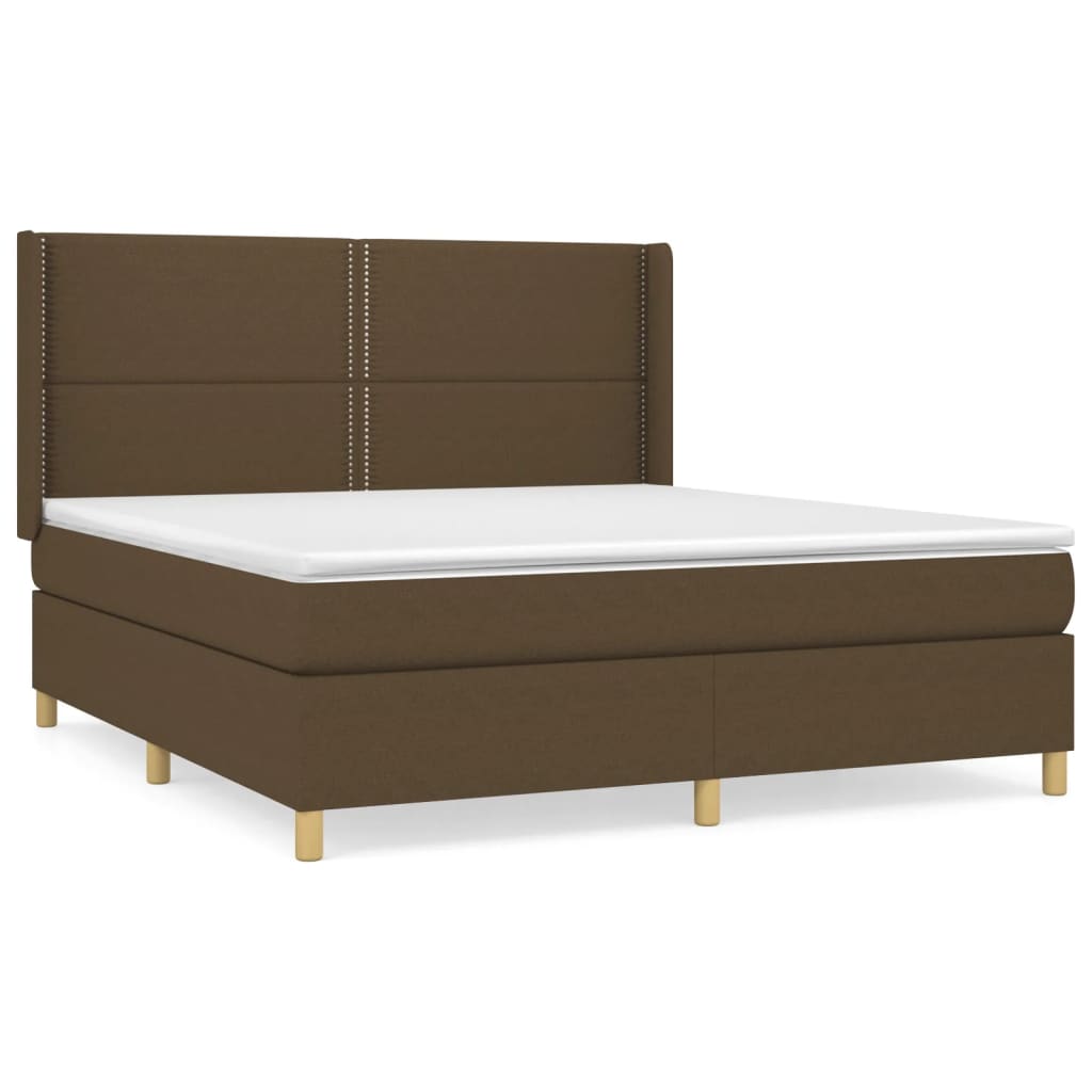 Κρεβάτι Boxspring με Στρώμα Σκούρο Καφέ 180x200 εκ Υφασμάτινο