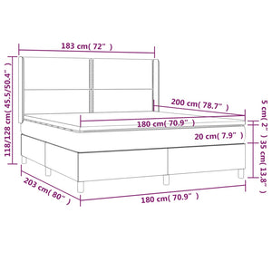 Κρεβάτι Boxspring με Στρώμα Κρεμ 180x200 εκ. Υφασμάτινο