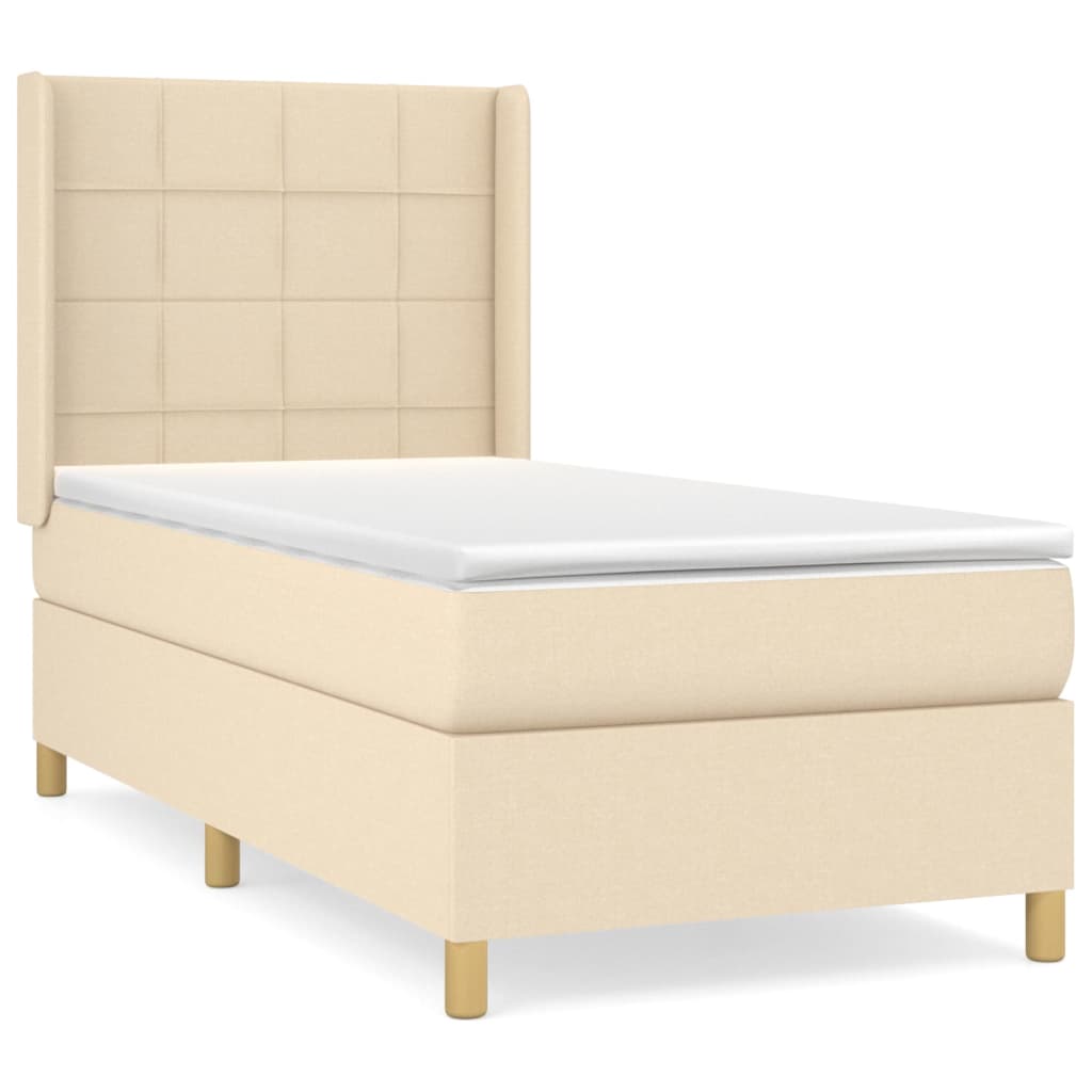 Κρεβάτι Boxspring με Στρώμα Κρεμ 90x190 εκ.Υφασμάτινο