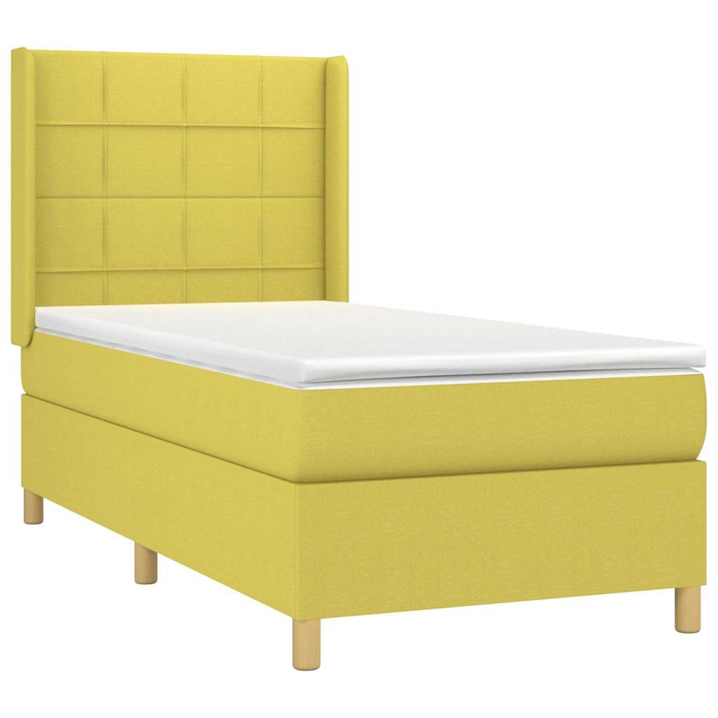 Κρεβάτι Boxspring με Στρώμα Πράσινο 100 x 200 εκ. Υφασμάτινο