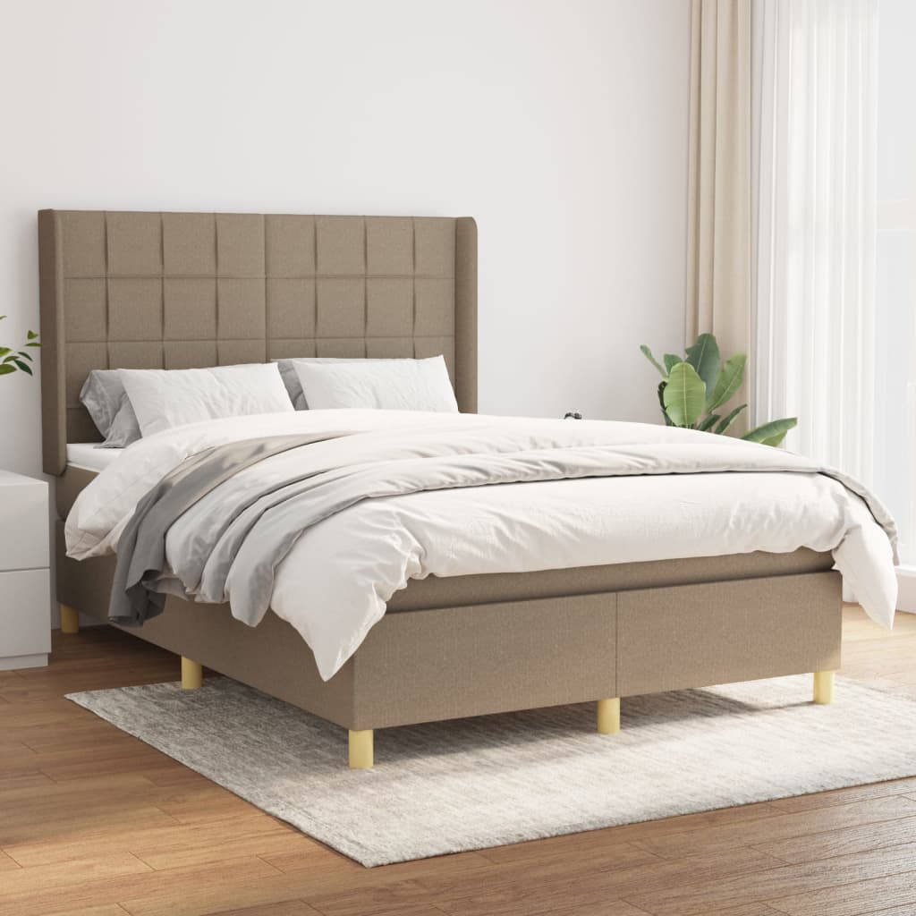 Κρεβάτι Boxspring με Στρώμα Taupe 140x190 εκ. Υφασμάτινο