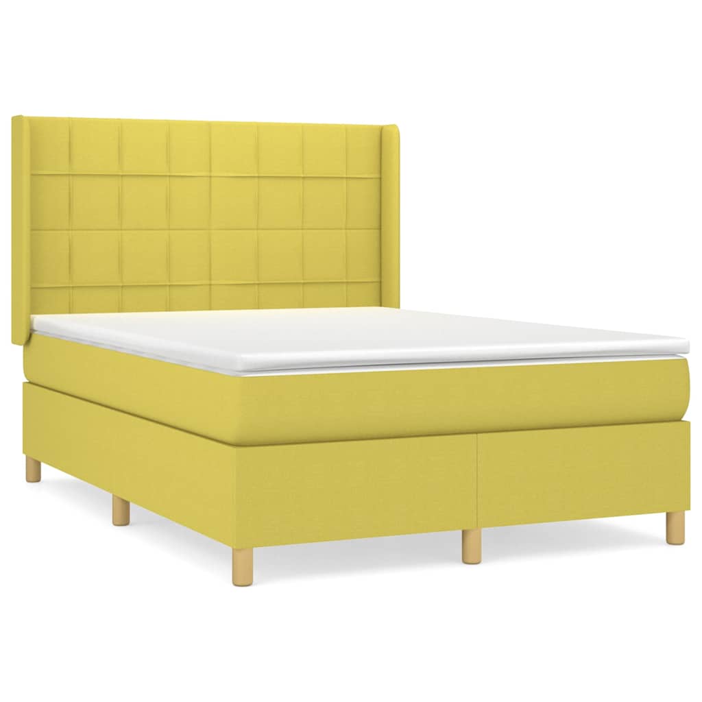 Κρεβάτι Boxspring με Στρώμα Πράσινο 140x190 εκ. Υφασμάτινο