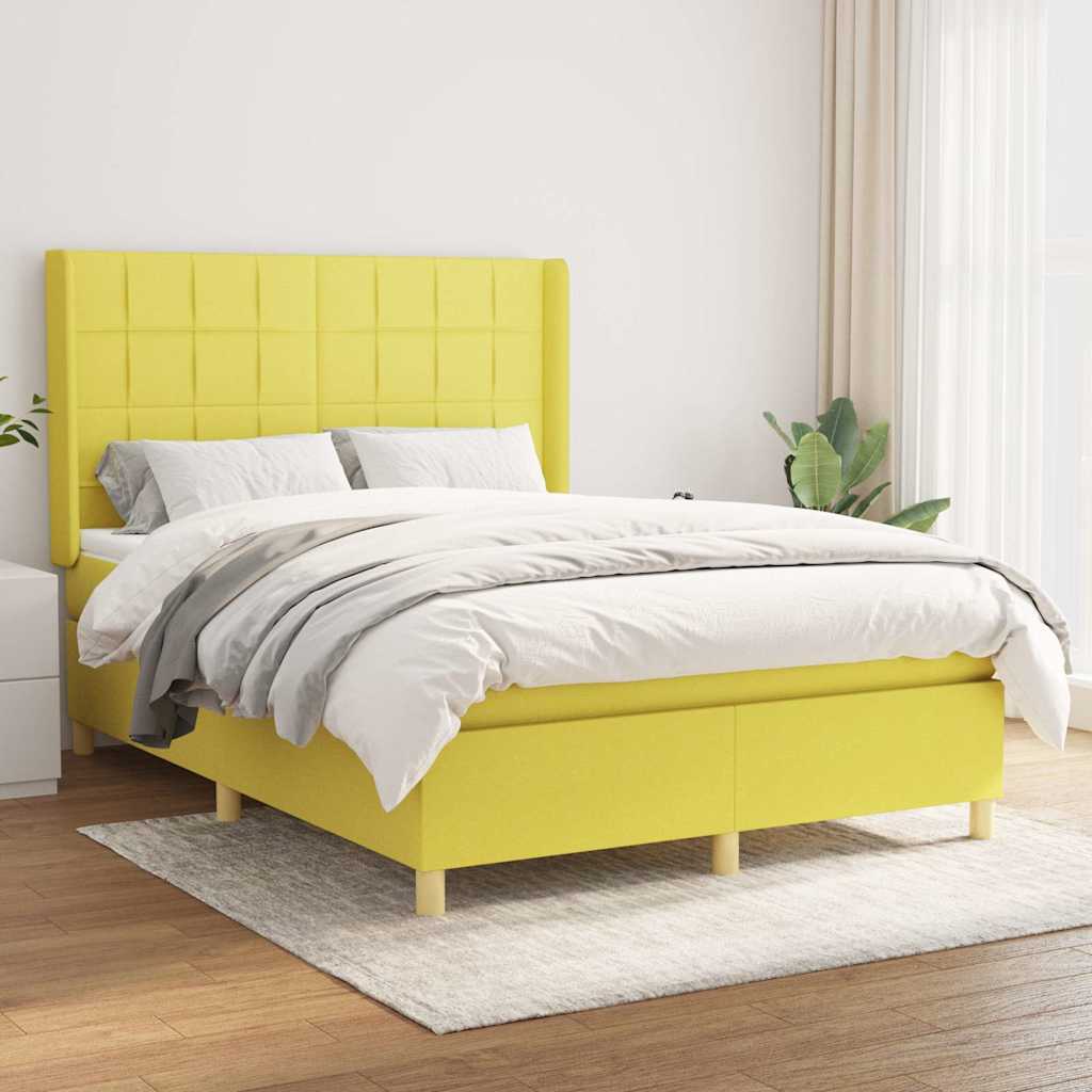 Κρεβάτι Boxspring με Στρώμα Πράσινο 140x190 εκ. Υφασμάτινο
