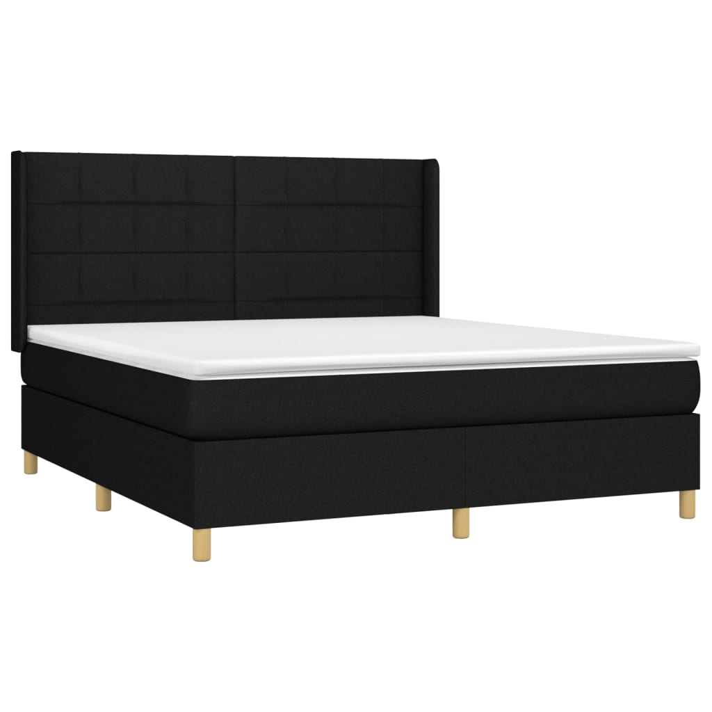 Κρεβάτι Boxspring με Στρώμα Μαύρο 160x200 εκ. Υφασμάτινο