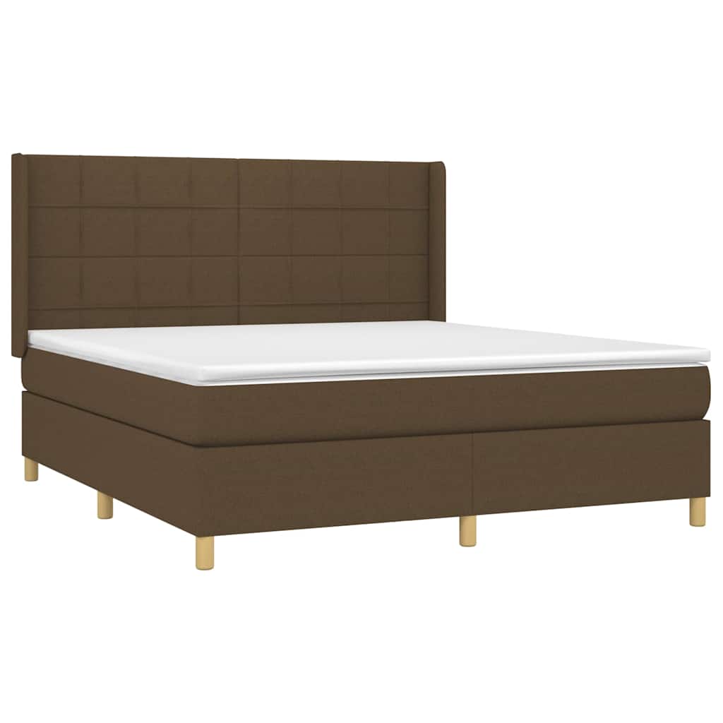 Κρεβάτι Boxspring με Στρώμα Σκούρο Καφέ 160x200 εκ Υφασμάτινο - Pakobazaar
