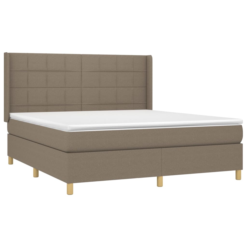 Κρεβάτι Boxspring με Στρώμα Taupe 160x200 εκ. Υφασμάτινο