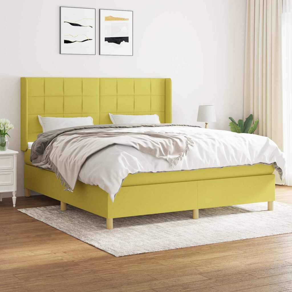 Κρεβάτι Boxspring με Στρώμα Πράσινο 160x200 εκ.Υφασμάτινο - Pakobazaar