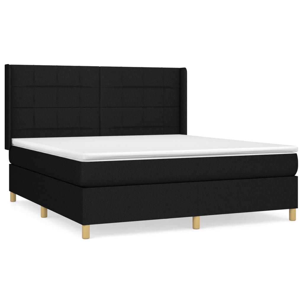 Κρεβάτι Boxspring με Στρώμα Μαύρο 180x200 εκ. Υφασμάτινο