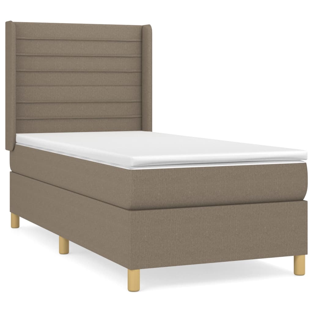 Κρεβάτι Boxspring με Στρώμα Taupe 90x190 εκ.Υφασμάτινο