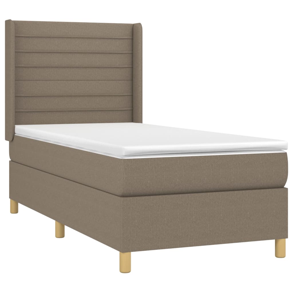 Κρεβάτι Boxspring με Στρώμα Taupe 90x190 εκ.Υφασμάτινο